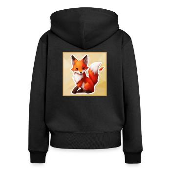 Renard Majestueux - Sweat à capuche zippé Premium bio Femme - noir - Dos - Julia (174cm)
