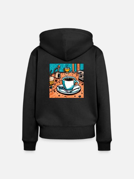 Kaffeeliebhaber - Frauen Premium Bio Zip Hoodie - Schwarz