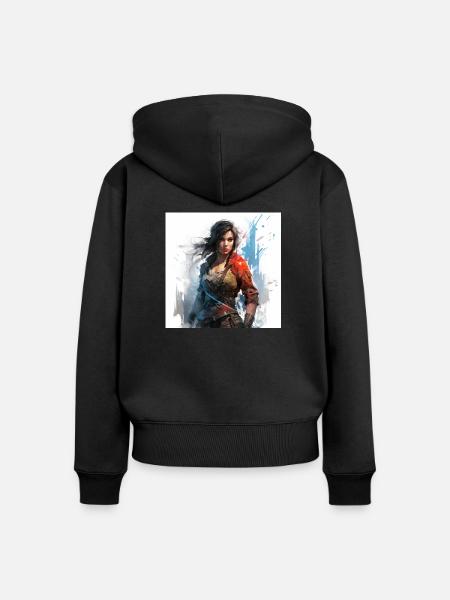 Gaming art woman - Frauen Premium Bio Zip Hoodie - Schwarz
