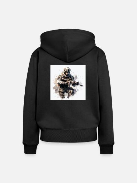 COD gaming art shooter - Frauen Premium Bio Zip Hoodie - Schwarz