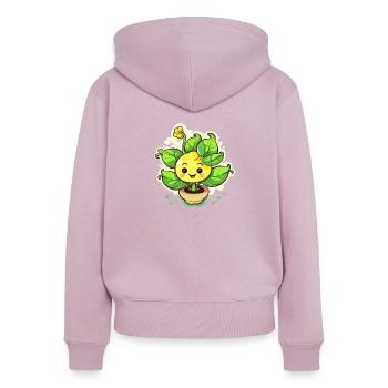 Marque de commerce Cute Plant - Sweat à capuche zippé Premium bio Femme - rose poudré - Dos - Julia (174cm)
