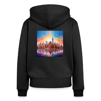 icecrusher New YorkSkyline Cartographic - Sweat à capuche zippé Premium bio Femme - noir - Dos - Julia (174cm)