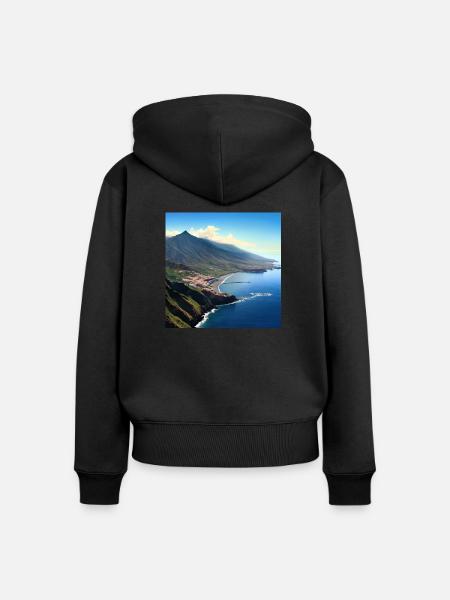 Tropischer Inselvulkan - Frauen Premium Bio Zip Hoodie - Schwarz
