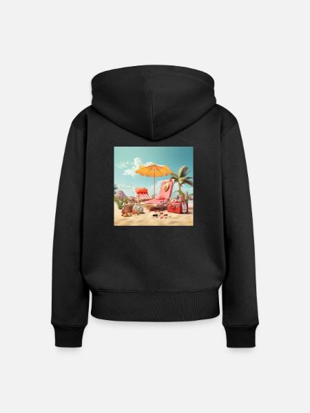 Urlaubsfreude Trendshirt - Frauen Premium Bio Zip Hoodie - Schwarz