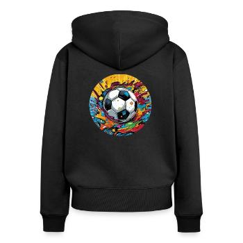 Style comique sur le terrain de football - Sweat à capuche zippé Premium bio Femme - noir - Dos - Julia (174cm)