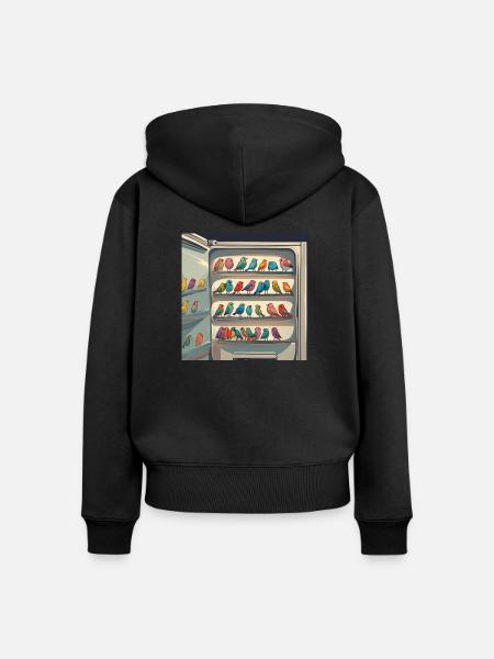 Birds in a fridge - Frauen Premium Bio Zip Hoodie - Schwarz