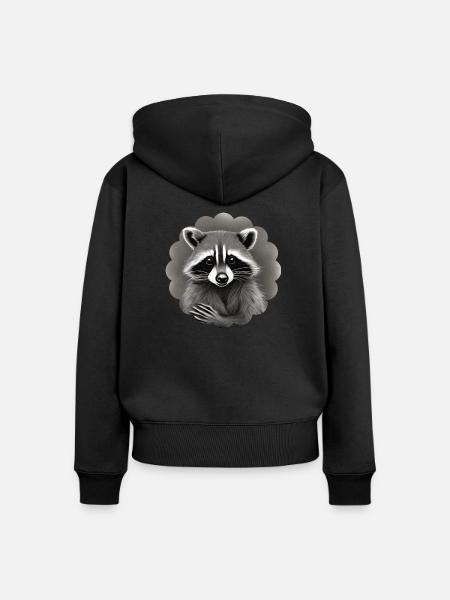 Waschbär 1.7 - Frauen Premium Bio Zip Hoodie - Schwarz