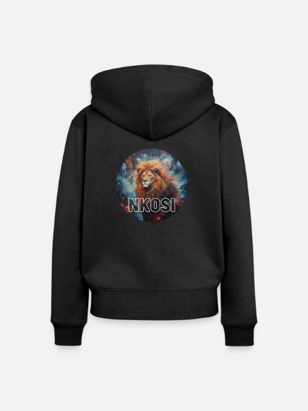 NKOSI DER LÖWE - Frauen Premium Bio Zip Hoodie - Schwarz