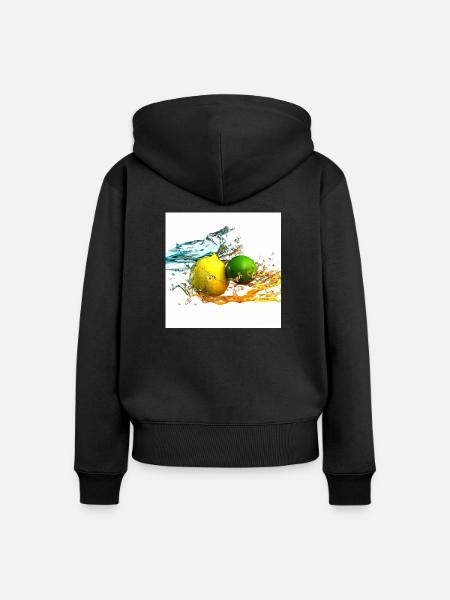 Zitrusfrüchte Splash - Frauen Premium Bio Zip Hoodie - Schwarz