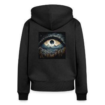 Eye planet landscape - Frauen Premium Bio Zip Hoodie - Schwarz - Hinten - Julia (174cm)