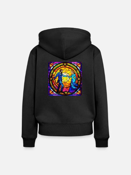 psychedelisches trippy Liebes-Design - Frauen Premium Bio Zip Hoodie - Schwarz