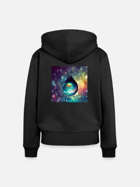 Universe in a Drop - Frauen Premium Bio Zip Hoodie - Schwarz