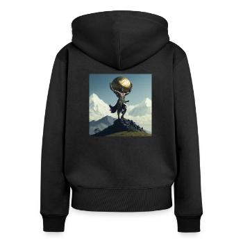 Sayajin warrior - Frauen Premium Bio Zip Hoodie - Schwarz - Hinten - Julia (174cm)