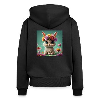 rabbit flowers - Women's Premium Organic Zip Hoodie - black - Back - Julia (174cm)