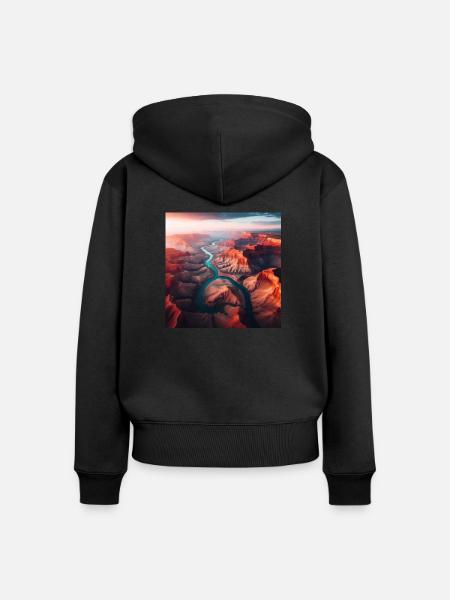 Fluss Landschaft - Frauen Premium Bio Zip Hoodie - Schwarz