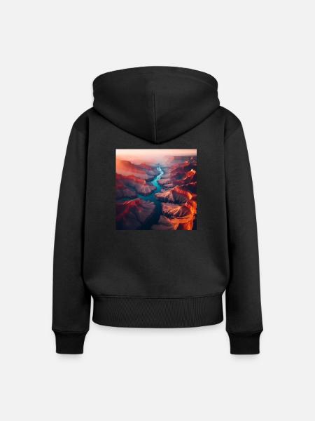 Fluss Landschaft - Frauen Premium Bio Zip Hoodie - Schwarz