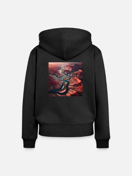 Fluss Landschaften - Frauen Premium Bio Zip Hoodie - Schwarz