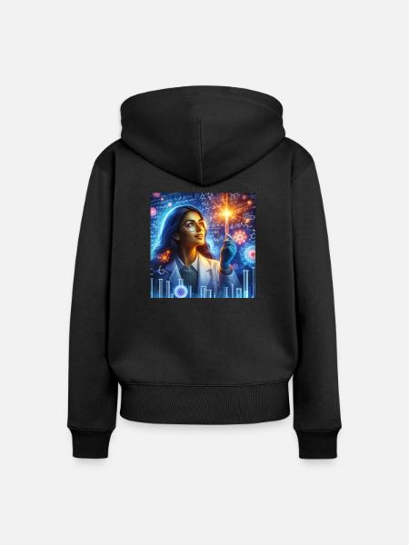Licht des Wissens - Frauen Premium Bio Zip Hoodie - Schwarz