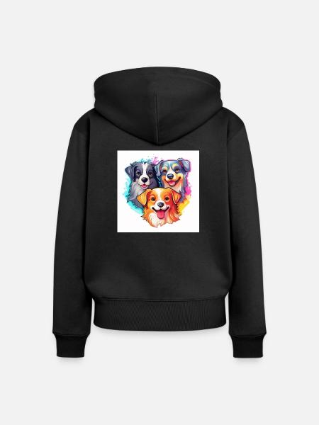 Drei kleine Hunde - Frauen Premium Bio Zip Hoodie - Schwarz
