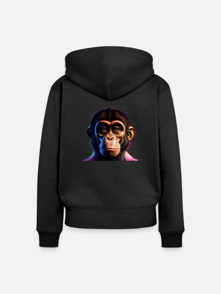 Frecher Affe - Frauen Premium Bio Zip Hoodie - Schwarz
