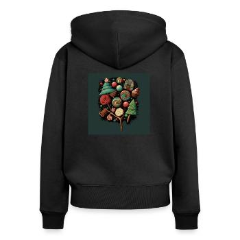 buches de Noel et des bonbons vintage - Sweat à capuche zippé Premium bio Femme - noir - Dos - Julia (174cm)