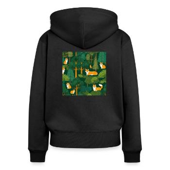 wald - Frauen Premium Bio Zip Hoodie - Schwarz - Hinten - Julia (174cm)