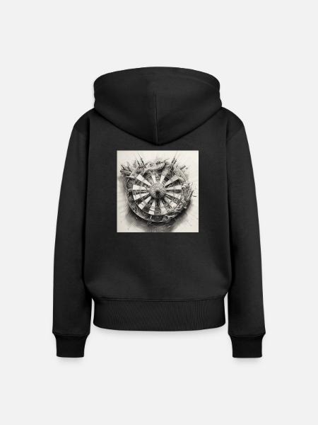 Dartboard Winkinger Schild - Frauen Premium Bio Zip Hoodie - Schwarz