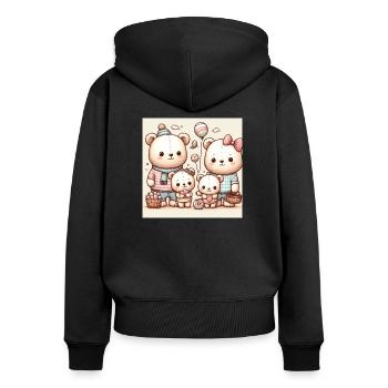 Süße Bärenfamilie - Frauen Premium Bio Zip Hoodie - Schwarz - Hinten - Julia (174cm)