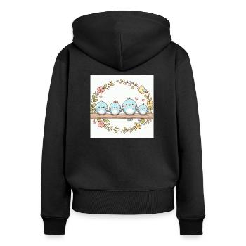 Die zauberhafte Vogelfamilie - Frauen Premium Bio Zip Hoodie - Schwarz - Hinten - Julia (174cm)