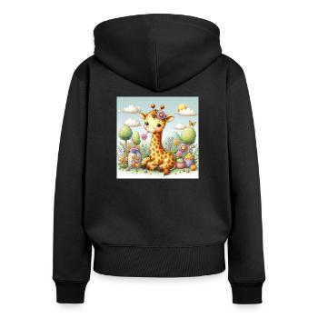 Giraffennascherei - Frauen Premium Bio Zip Hoodie - Schwarz - Hinten - Julia (174cm)
