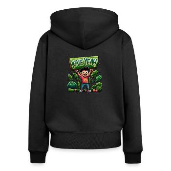 Kale Yeah - Frauen Premium Bio Zip Hoodie - Schwarz - Hinten - Julia (174cm)