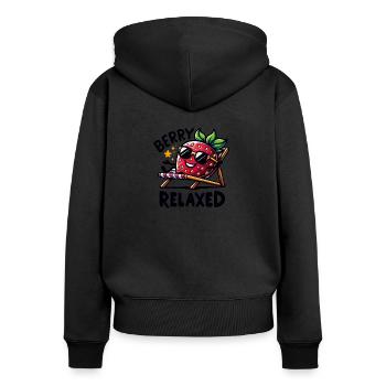 Berry Relaxed - Women's Premium Organic Zip Hoodie - black - Back - Julia (174cm)