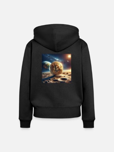 Bitcoin moon - Frauen Premium Bio Zip Hoodie - Schwarz