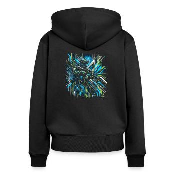 Cybernetic Soldier Interface - Women's Premium Organic Zip Hoodie - black - Back - Julia (174cm)