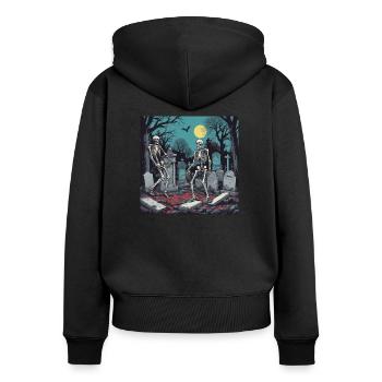 Alt Herren Treff, Freunde - Frauen Premium Bio Zip Hoodie - Schwarz - Hinten - Julia (174cm)
