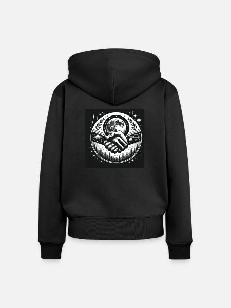 Kosmische Verbindung - Frauen Premium Bio Zip Hoodie - Schwarz