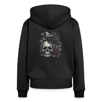 Ewige Ruhe - Frauen Premium Bio Zip Hoodie - Schwarz - Hinten - Julia (174cm)