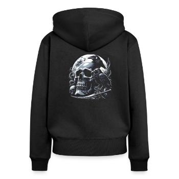 Mondschein-Requiem - Frauen Premium Bio Zip Hoodie - Schwarz - Hinten - Julia (174cm)