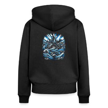 Gardiens nautiques - Sweat à capuche zippé Premium bio Femme - noir - Dos - Julia (174cm)