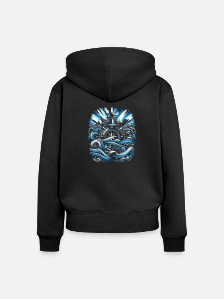 Nautische Wächter - Frauen Premium Bio Zip Hoodie - Schwarz