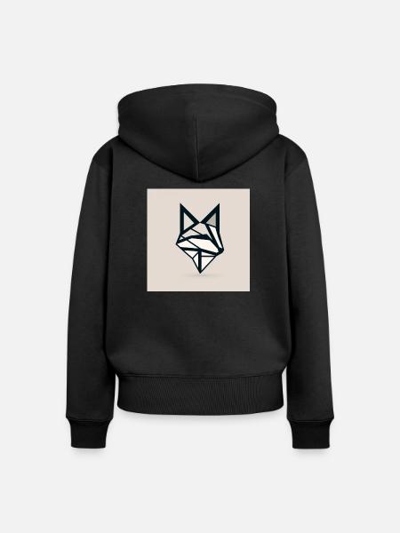 Geometrischer Minimalfuchs - Frauen Premium Bio Zip Hoodie - Schwarz
