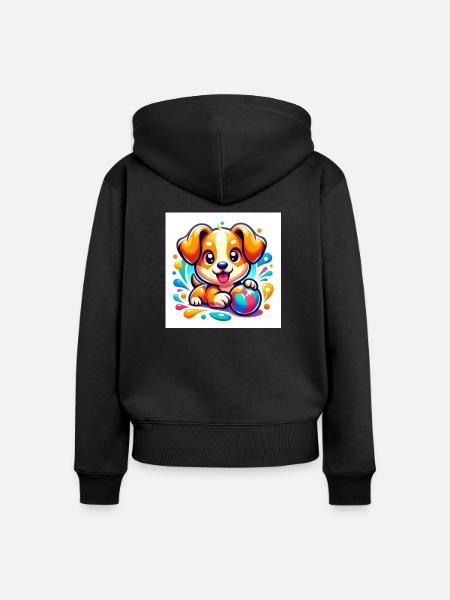 playful puppy - Frauen Premium Bio Zip Hoodie - Schwarz