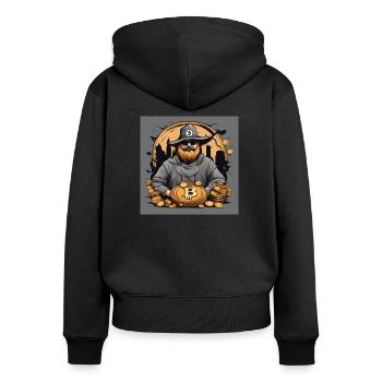 Vendetta Bitcoin - Frauen Premium Bio Zip Hoodie - Schwarz - Hinten - Julia (174cm)