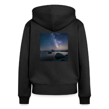 Ciel étoilé - Sweat à capuche zippé Premium bio Femme - noir - Dos - Julia (174cm)