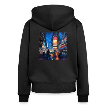Times Square Musicians - Frauen Premium Bio Zip Hoodie - Schwarz - Hinten - Julia (174cm)