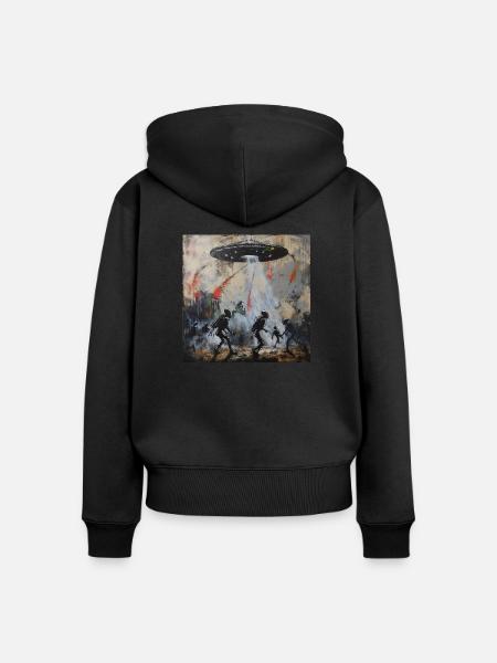 Außerirdische Straßenkunst - Frauen Premium Bio Zip Hoodie - Schwarz