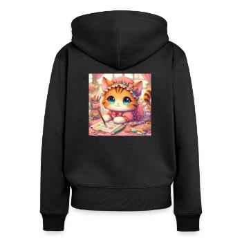 Kitten Artist - Women's Premium Organic Zip Hoodie - black - Back - Julia (174cm)