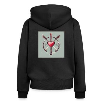 Embrace Love with Our Cozy Collection - Sweat à capuche zippé Premium bio Femme - noir - Dos - Julia (174cm)