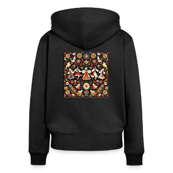 Folklore Festival - Frauen Premium Bio Zip Hoodie - Schwarz - Hinten - Julia (174cm)