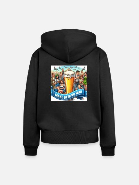 Make Beer no War 6 - Frauen Premium Bio Zip Hoodie - Schwarz